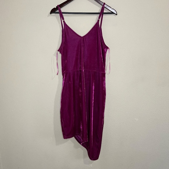 Parisian Works Asymmetrical Dress in Deep Magenta - Picture 2 of 9